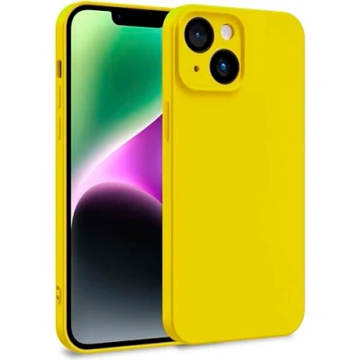 Abbildung von MyGadget Hülle kompatibel mit iPhone 14 Zweilagige Handyhülle Kameraschutz Cover Innenfutter &amp; Silikon außen Gelb