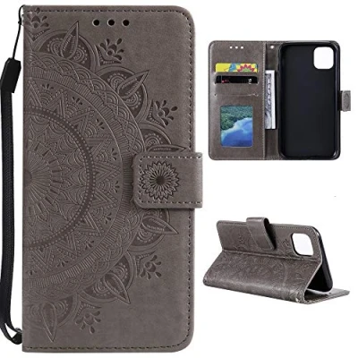 Abbildung von CoverKingz Handytasche kompatibel mit Xiaomi 11 Lite 5G NE/Mi Handy Case Kartenfach Handyhülle Flipcase klappbar Motiv Mandala Grau