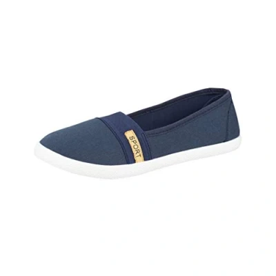 Abbildung von Elara Damen Ballerina Flache Bequeme Slipper Chunkyrayan BD1412 BL Blau 38