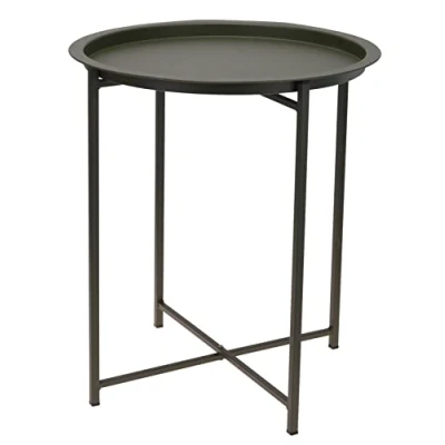 Abbildung von Metall Beistelltisch klappbar 48 x 41 cm grün Couchtisch mit abnehmbaren Tablett Sofatisch Dekotisch Blumentisch faltbar