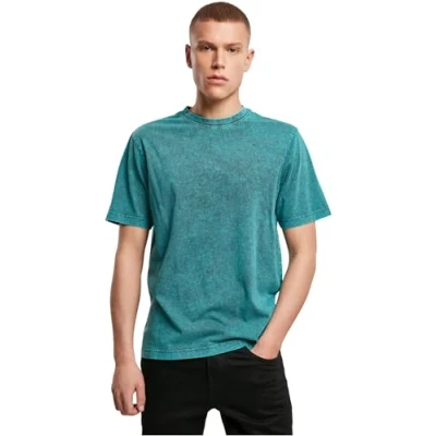 Abbildung von Build Your Brand Mens Acid Washed Tee T Shirt, Teal Black, 4XL