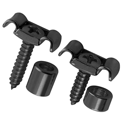 Abbildung von Musiclily Pro Stahl Vintage Butterfly Form Saitenniederhalter String Trees Guides für E Gitarre, Schwarz (2er Set)
