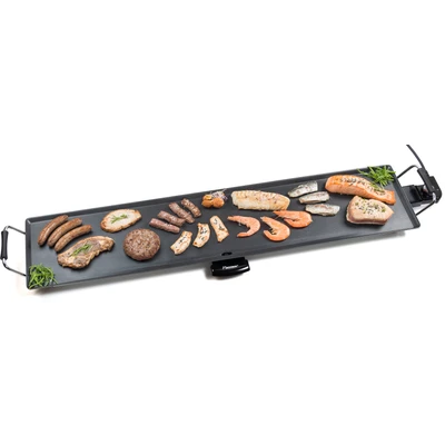Abbildung von bestron Tischgrill XXXL Plancha /Teppanyaki Grillplatte, 2000 W, mit Antihaftbeschichtung, bis zu 10 Personen, extra lange Grillfläche