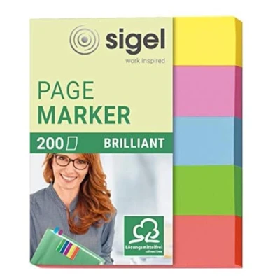 Abbildung von SIGEL HN625 Haftmarker mini aus Papier, 5 Farben, 200 Streifen im Format 12 x 50 mm