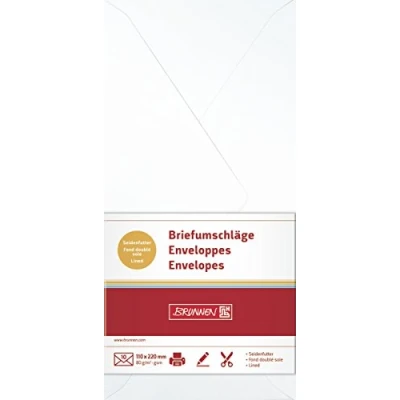 Abbildung von 5 x Brunnen Briefumschläge DINlang Seidenfutter 80g/qm perlweiß VE=10
