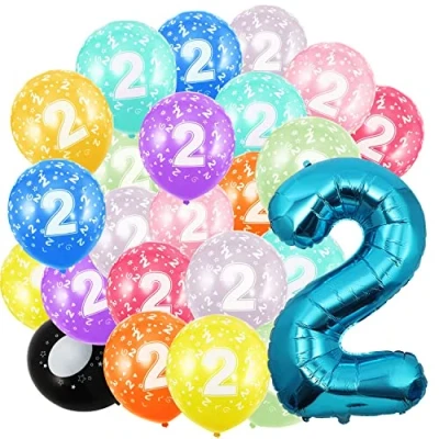 Abbildung von Geburtstag zahlen luftballon 2 jahre und 20Pcs 30cm Luftballons Blau Folienballon in 40&quot; 101cm Geburtstagsdeko Ballon Zahl Deko zum fliegt mit Helium für Männer Frauen Geburtstagsparty