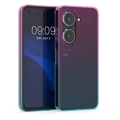 Abbildung von kwmobile Hülle kompatibel mit ASUS Zenfone 10 / 9 Handyhülle Handy Case Zwei Farben Pink Blau Transparent