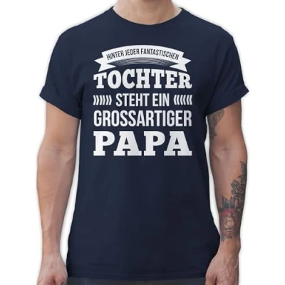 Abbildung von T Shirt Herren Geschenk zum Vatertag Hinter jeder Tochter Steht EIN Großartiger Papa XL Navy Blau Tshirt for dads besondere Vatertagsgeschenke geschnek für Vater Beste Vatertagsgeschenk