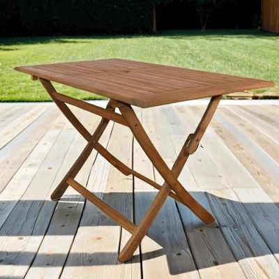 Abbildung von SAM Gartentisch Callao, Akazienholz massiv &amp; geölt, Abgerundeter Klapptisch 120x70 cm, Holztisch für Balkon, Terrasse, Wintergarten oder Garten, pflegeleichtes Unikat