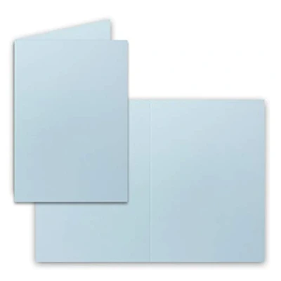 Abbildung von 25 Faltkarten B6 Hell Blau Blanko Doppel Karten 12 x 17 cm sehr formstabil für Drucker geeignet Serie: FarbenFroh