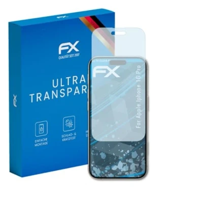 Abbildung von atFoliX Schutzfolie kompatibel mit Apple iPhone 16 Pro Folie, ultraklare FX Displayschutzfolie (3X)