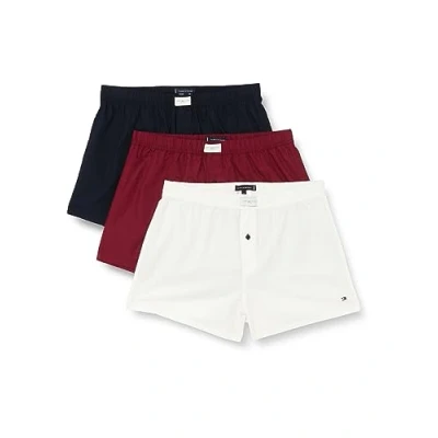 Abbildung von Tommy Hilfiger Herren 3er Pack Boxershorts Baumwolle, Mehrfarbig (Desert Sky/Rouge/Ecru), S