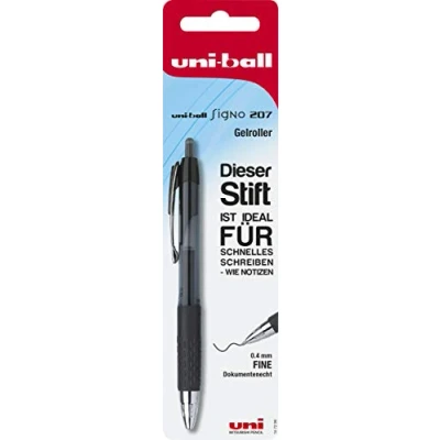 Abbildung von Uni Ball Gelroller Signo 207 schwarz auf Blisterkarte