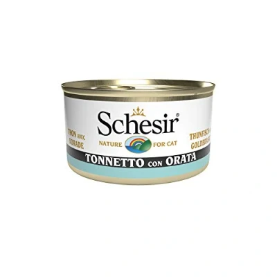 Abbildung von Schesir Cat Jelly Thunfisch mit Goldbrasse, Katzenfutter nass in Gelee, 24 Dosen x 85 g