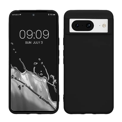 Abbildung von kwmobile Hülle kompatibel mit Google Pixel 8 weiches TPU Silikon Case Cover geeignet für kabelloses Laden Schwarz matt