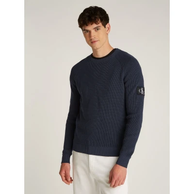 Abbildung von Calvin Klein Jeans Badge EASY Sweater Strickpullover, Herren, Größe: Small, Ink