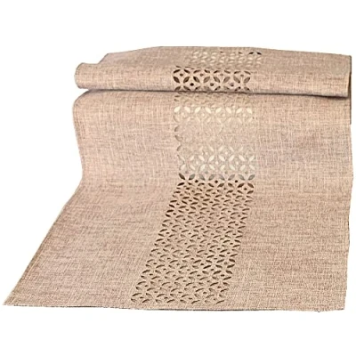 Abbildung von matches21 HOME &amp; HOBBY Tischdecke Tischläufer Durchbrochene Ornamente hellbraun 40x90 cm (1 tlg)