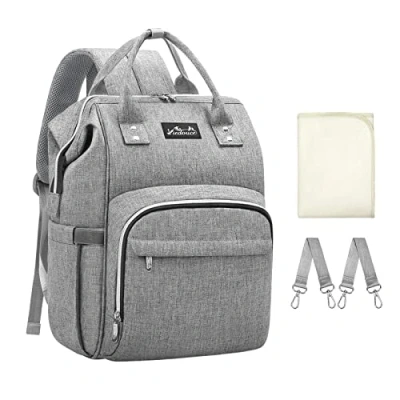 Abbildung von Viedouce Baby Wickelrucksack Wickeltasche Babytasche,Wasserdicht Oxford Große Kapazität für ausgehen,Multifunktional zum Rucksack mit 1 Stück Wickelauflage und 2 Kinderwagengurten (Grau)