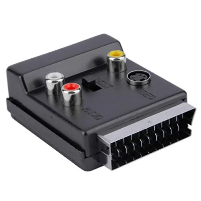Abbildung von Neuester umschaltbarer Scart Stecker Buchse S Video 3 Cinch Audio Adapter Konvektor