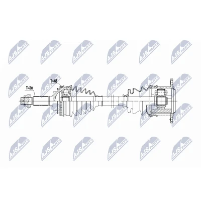 Abbildung von NTY NPW TY 197 Antriebswelle Hinterachse links 645mm Schaltgetriebe, Automatikgetriebe TOYOTA: RAV4 II SUV (XA20) 2.0 D 4WD, 4WD 2000 2005
