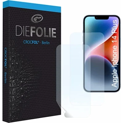 Abbildung von Crocfol Schutzfolie vom Testsieger [2 St.] kompatibel mit Apple IPhone 14 Plus selbstheilende Premium 5D Langzeit Panzerfolie (Case Friendly)