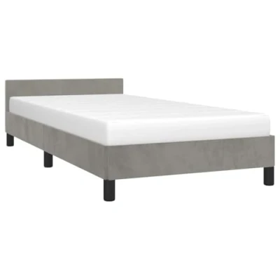 Abbildung von vidaXL Bettgestell mit Kopfteil, Bettrahmen Lattenrost, Bett Polsterbett Stützbeinen, Schlafzimmerbett Einzelbett, Hellgrau 80x200cm Samt