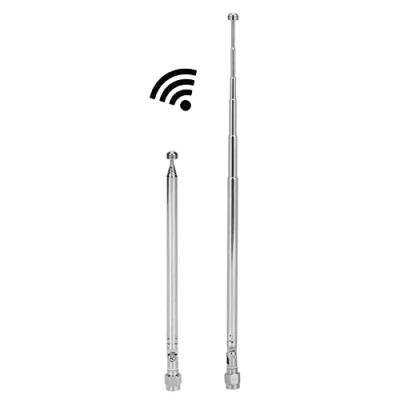 Abbildung von Teleskopantenne, Silber FM Audio Antenne 40MHz 6G 0,8 Zoll Funkantenne Aluminium Ersatzantenne mit SMA Stecker für SDR Funkkommunikation