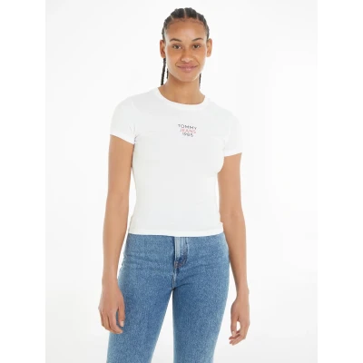 Abbildung von Tommy Jeans SLIM Essential LOGO Tshirt basic, Damen, Größe: 34, White