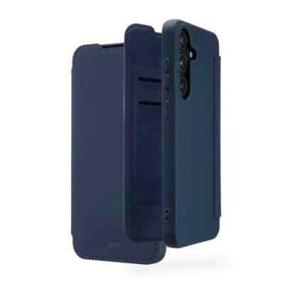 Abbildung von Hama Handyhülle für Samsung Galaxy S24 (Handytasche, Klapphülle, Etui mit 2 Kartenfächern, stoßfest, Kratzfest, eleganter Rundumschutz, weich, Slim, softe Oberfläche) blau