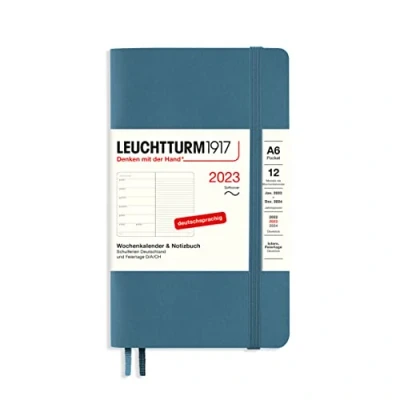 Abbildung von LEUCHTTURM1917 365713 Wochenkalender &amp; Notizbuch Softcover Pocket (A6) 2023, 12 Monate, Stone Blue, Deutsch
