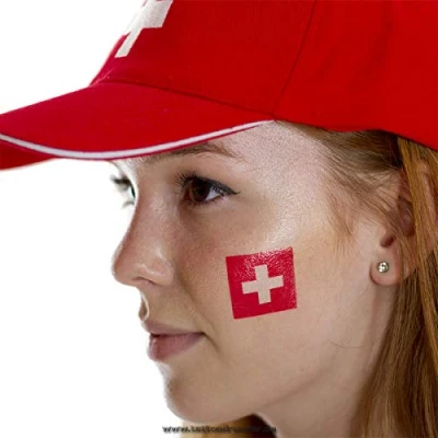 Abbildung von 10 x Schweiz tattoo Fan Fahnen Set EM 2024 Switzerland temporary Flag (10)