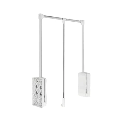 Abbildung von GTV Kleiderlift mit Gasdruckfedern für Schrank Schrankbreite 645mm 910mm Stromabnehmer Gashebebühne Kleiderstangen weiß