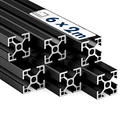 Abbildung von Alu Profil 6 Stück 30x30mm 2m System , Montage Konstruktionsprofil Nut 8 schwarz
