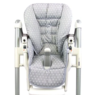 Abbildung von BAMBINIWELT Sitzkissen Ersatzbezug Bezug kompatibel mit Peg Perego Prima Pappa Diner STERNE (Sterne hellgrau)