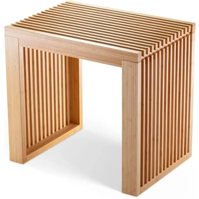 Abbildung von BAM BOO BOX Sitzbank aus Bambus Holzbank für Esszimmer, Schlafzimmer, Badezimmer oder Küche 45 x 33 43 cm Bank ohne Lehne (Kurz)