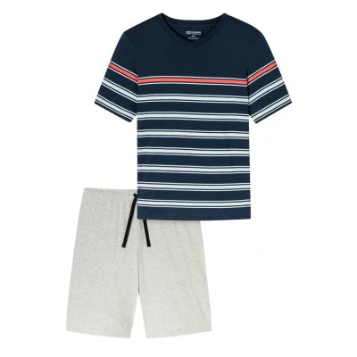 Abbildung von Schiesser Herren Schlafanzug kurz V Ausschnitt Casual Essentials Pyjamaset, Nachtblau_182604, 50