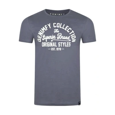 Abbildung von DENIMFY Tshirt Herren Baumwolle Regular Fit DFNuri Rundhals Kurzarm Sommer Tee Shirt Logoprint, Größe:L, Farben:Navy (CDY)