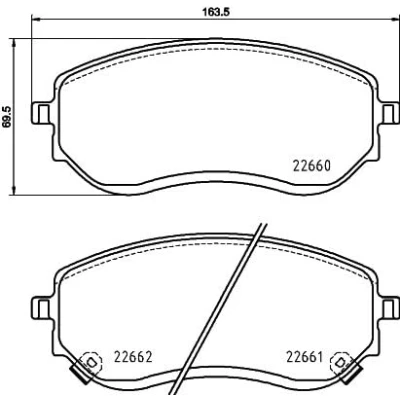 Abbildung von HELLA 8DB 355 037 901 Bremsbelagsatz mit akustischer Verschleißwarnung Bremssattelschrauben Zubehör NISSAN: NP300 Navara Pickup
