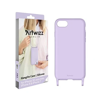 Abbildung von Artwizz HangOn Case kompatibel für iPhone SE (2022/2020) / 8/7 Elastische Schutzhülle aus Silikon als Handykette zum Umhängen mit Band Purple Sky
