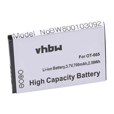 Abbildung von vhbw Akku kompatibel mit Alcatel One Touch OT 2010, 2010D, 2010G, 665, 665x Handy Smartphone Telefon (700mAh, 3,7V, Li Ion)