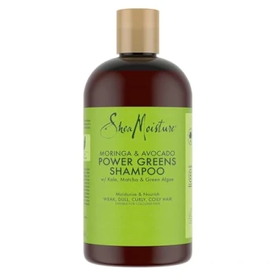 Abbildung von SheaMoisture Moringa &amp; Avocado Power Greens Shampoo, pflegt und revitalisiert sprödes, stumpfes, lockiges Haar 384 ml