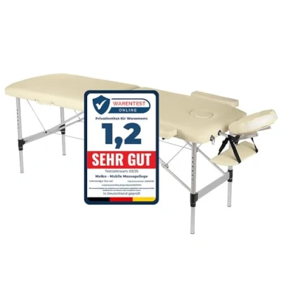 Abbildung von Melko Mobile Massageliege klappbar höhenverstellbar Therapieliege Massagetisch Massagebank Massagebett Creme