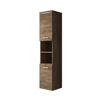Abbildung von Badezimmer Schrank Paso 160cm Braun Eiche Regal Hochschrank Möbel Badschrank