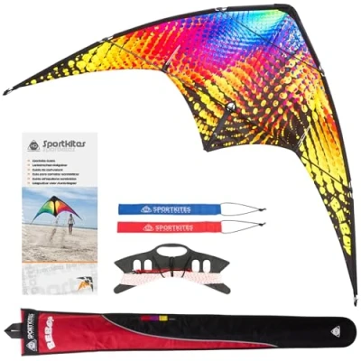 Abbildung von HQ Flug Drache Lenkdrachen Bebop Vibe Kinderdrachen Drachen, mit Winder und Lenkschlaufen