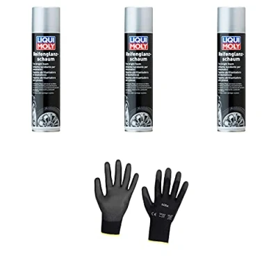 Abbildung von Iloda 3xOriginal Liqui Moly 400ml Reifenglanzschaum 1609 Schutzhandschuhe