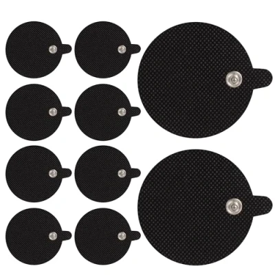 Abbildung von Med Fit TENS Elektroden 60 mm runde Ersatz Elektrodenpads mit Bolzen Packung insgesamt 8 Pads (schwarz, 6 cm rund)