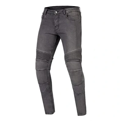 Abbildung von OZONE MOTO Rusty Motorradjeans Herren Aramidfaser Futter Knieprotektoren Stufe 2 Taschen für Hüft und Steißbein Protektoren Elastische Einsätze Tapered Fit