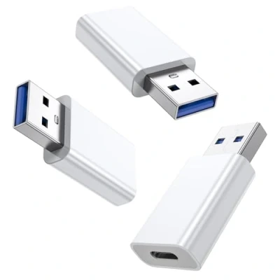Abbildung von MOSWAG USB A auf C Adapter Doppelseitige 5Gbps, 3.0 Mann Buchse Schnellladung Kompatibel mit PC, Laptop, iPhone Plus Pro Max, Auto Ladegerät (3Pack)