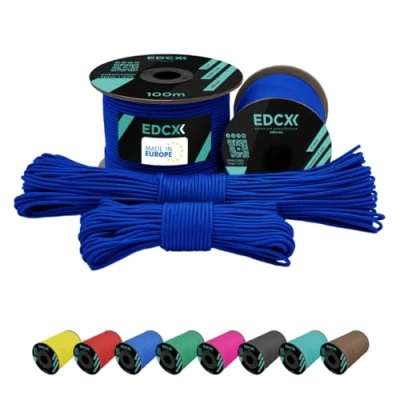 Abbildung von EdcX 2 mm Nylon Paracord 275 (15, 30, 50 and 100 m) 100% Rope, 3 Strand Cord, Cord in Many Colours (Blue, 30