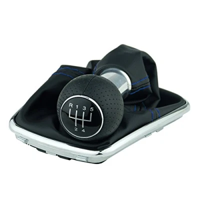 Abbildung von L &amp; P Car Design L&amp;P A253 10 Schaltsack Schaltmanschette Schwarz Naht Blau Schaltknauf 5 Gang 12mm kompatibel mit VW Golf 4 IV Rahmen Knauf Plug Play Ersatzteil für 1J0711113